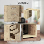 Scrivania Angolare per PC con 3 Cassetti e Ripiani Aperti, in Legno e Metallo, 117x83,5x76 cm, Noce - immagine 8