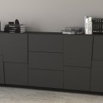 Credenza PONGO a 4 ante e 3 cassetti Antracite opaco