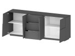 Credenza PONGO a 4 ante e 3 cassetti Antracite opaco - immagine 5
