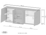 Credenza PONGO a 4 ante e 3 cassetti Antracite opaco - immagine 4