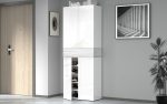 Armadio scarpiera SAVONA con 4 ante e 1 ribalta Bianco laccato lucido / Bianco larice - immagine 3