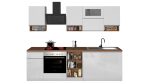 Cucina lineare SOLE 256 cm, composizione 2 Bianco laccato lucido /  Bianco opaco / Rovere Wotan - immagine 3