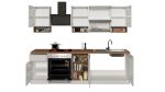 Cucina lineare SOLE 256 cm, composizione 2 Bianco laccato lucido /  Bianco opaco / Rovere Wotan - immagine 4