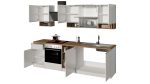 Cucina lineare SOLE 256 cm, composizione 2 Bianco laccato lucido /  Bianco opaco / Rovere Wotan - immagine 5