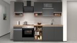 Cucina lineare SOLE 256 cm, composizione 2 Antracite opaco / Rovere Wotan