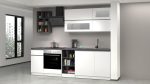Cucina lineare SOLE 256 cm, composizione 3 Bianco laccato lucido / bianco opaco / report