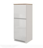 Mobile porta frigo SOLE Bianco laccato lucido /  Bianco opaco / Rovere Wotan - immagine 3