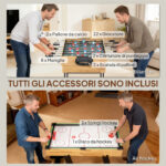Tavolo da Gioco 13 in 1 Pieghevole con Calciobalilla, Ping Pong, Hockey, Biliardo, Scacchi e Altri, Noce - immagine 6
