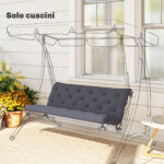 Cuscino da Giardino in Stile Capitonné con 6 Lacci, in Cotone e Poliestere, 150x98x8 cm, Grigio Scuro - immagine 2