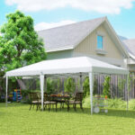 Gazebo da Giardino Pop-up 6x3 m Pieghevole, Tendone per Feste con Sacca di Trasporto, Bianco - immagine 9