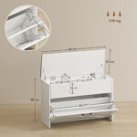 Panca Scarpiera con Cassetto Ribaltabile e Contenitore, Capacità 8 Paia di Scarpe, 80x30x55 cm, Bianco - immagine 3