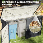 Copribidoni in Acciaio per 3 Cassonetti da 240L con 2 Porte e Coperchio, 233x105x118,5/133 cm, Grigio Scuro - immagine 5