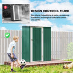 Casetta Porta Attrezzi Capanno in Acciaio Impermeabile 142x84x189cm - immagine 6