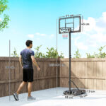 Canestro Basket a 6 Altezze Regolabili con Base Riempibile e Rotelle, in PE, Acciaio e Poliestere, Nero - immagine 3