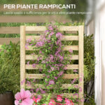 Fioriera con Traliccio per Rampicanti e Fondo Aperto, in Legno di Abete, 115x60x110 cm, color Legno - immagine 4