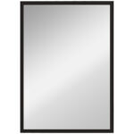 Specchio da Parete Rettangolare con Ganci, in Vetro e MDF, 50x70 cm, Nero
