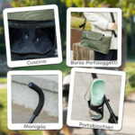 Passeggino per Cani con 2 Finestre a Rete, in Acciaio e Tessuto Oxford, 76x44x103 cm, Nero e Verde Scuro - immagine 7
