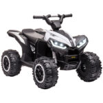 Quad per Bambini 3-5 Anni Elettrico 12V, 2 Velocità, Ruote Larghe con Clacson e Fari LED, Bianco