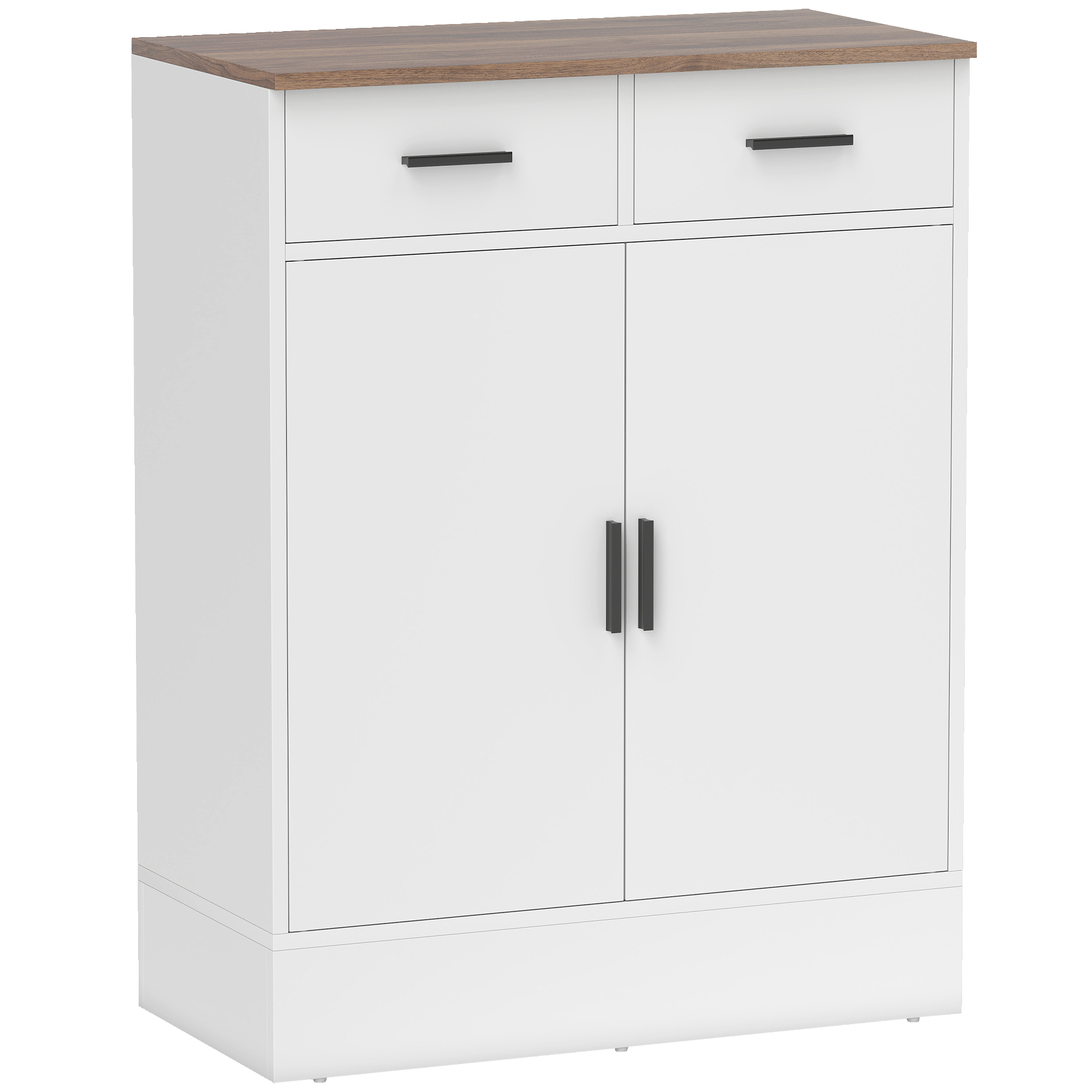2zl92819ac9fea6b1.jpg Credenza Moderna 2 Cassetti e Armadietto 2 Ante, Ripiano Interno Regolabile, Bianco e Legno - immagine 1