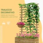 Fioriera Verticale con 4 Ruote e Traliccio per Piante Rampicanti in Legno, 76x30x155 cm, Color Legno - immagine 5