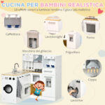 Cucina Giocattolo 2 Pezzi per Bambini 3-6 Anni con Utensili da Cucina, Luci ed Effetti Sonori, in MDF e PP - immagine 4