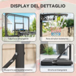 Canestro Basket a 6 Altezze Regolabili con Base Riempibile e Rotelle, in PE, Acciaio e Poliestere, Nero - immagine 8