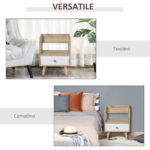 Comodino Salvaspazio Mobiletto con Cassetto e Mensola in Legno 37x30x48cm - immagine 4