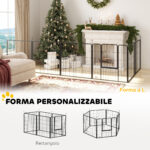 Recinto per Cani a 6 Pannelli Modulabili Pieghevole con Porta in Acciaio, Altezza 80 cm, Grigio Scuro - immagine 4