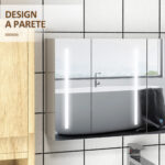 Armadietto con Specchio con Ripiani Regolabili e Luci LED a 3 Colori, in MDF e Vetro, 90x15x70 cm, Bianco - immagine 5