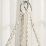 Amaca da Giardino in Stile Boho Chic, Sedia Sospesa in Poliestere e Macramè per Interni ed Esterni, Crema, 80x60x36cm - immagine 8