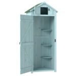 Casetta da Giardino Porta Attrezzi in Legno con 3 Ripiani, 77x54,2x179cm, Blu