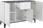 Credenza SUNRISE 3 ante + 1 cassetto da 120 cm Bianco laccato lucido / Ardesia - immagine 5
