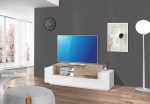 Porta tv NEW CORO 160 cm 1 anta battente + 2 ante a ribalta Bianco laccato lucido / Acero Pereira