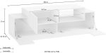 Porta tv NEW CORO 160 cm 1 anta battente + 2 ante a ribalta Bianco laccato lucido / Acero Pereira - immagine 3