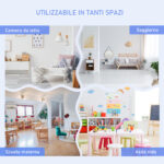 Set Tavolo per Bambini con 2 Sedie e Cassapanca in Legno per Cameretta, Bianco e Grigio - immagine 6
