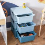 Cassettiera 6 Cassetti per Bambini 3-6 Anni con Bordi Arrotondati, Mobile Portagiochi in PP, 37x37x56,5cm, Blu - immagine 8