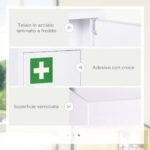 Armadietto Medicinali a 3 Ripiani con Serratura e 2 Chiavi, in Acciaio, 30x14x46 cm, Bianco - immagine 6