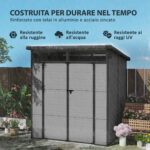 Casetta da Giardino in Plastica Porta Attrezzi con Finestre, Prese d'Aria e Blocco, 1,9x1,9 m, Grigio Chiaro - immagine 4