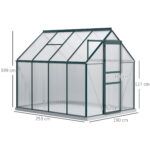 Serra da Giardino in Policarbonato, Metallo e Alluminio, Anti-UV e Antivento, 190x253x199cm, Verde - immagine 3