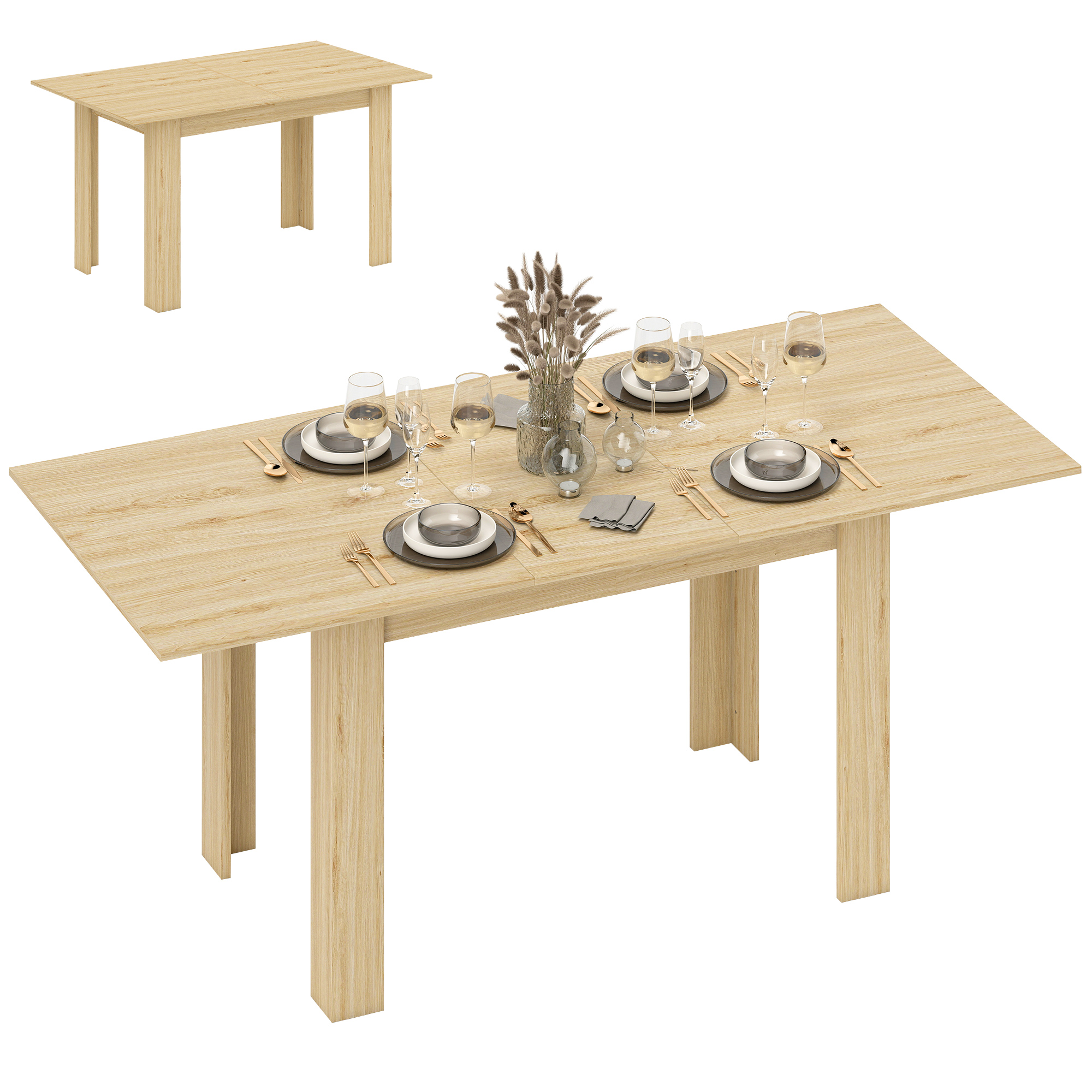 4Fafc11981d85a75d.jpg Tavolo Allungabile da Pranzo per 6-8 Persone, 140-180 x 80 cm, Colore Legno - immagine 1