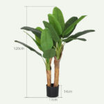 Pianta Artificiale di Banano Alta 120 cm con Vaso Incluso per Interni, Verde - immagine 3