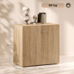 Mobiletto Multiuso a 2 Ante, Mobiletto Soggiorno o Ufficio in Legno con Maniglie in Alluminio, 70x39x70cm - immagine 3
