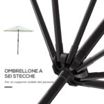 Ombrellone da Giardino Inclinabile 2,3x2,2m con Manovella, Palo in Metallo e 6 Stecche, Crema - immagine 8