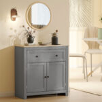 Credenza Cucina con Cassetto e Armadietto con Ripiano Regolabile, in Legno, 78,5x35x80 cm, Multicolore - immagine 9