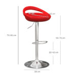 Set 2 Sgabelli da Bar Girevoli con Poggiapiedi, Altezza Regolabile Base in Acciaio Seduta in ABS, Rosso - immagine 3