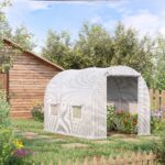 Serra a Tunnel con 4 Finestrelle e Ingresso a Zip in Acciaio Zincato e PE, 3x2x1,9 m, Bianco - immagine 2