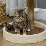 Tiragraffi per Gatti da 5kg max con Lettino e Pallina da Gioco, in Truciolato, Peluche e Corda di Juta, 41x41x44 cm - immagine 9
