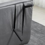 Divano Letto 3 in 1 in Tessuto Effetto Velluto con Schienale Regolabile e 2 Cuscini, 102x73x81 cm, Grigio Scuro - immagine 9