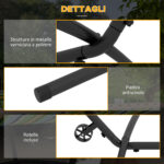Supporto per Amaca da 330 cm max con 6 Fori e Rotelle, in Metallo, 290x120x115 cm, Nero - immagine 6