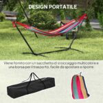 Amaca Autoportante con Supporto, Altezza Regolabile e Borsa di Trasporto, 310x117x105 cm, Rosso - immagine 7